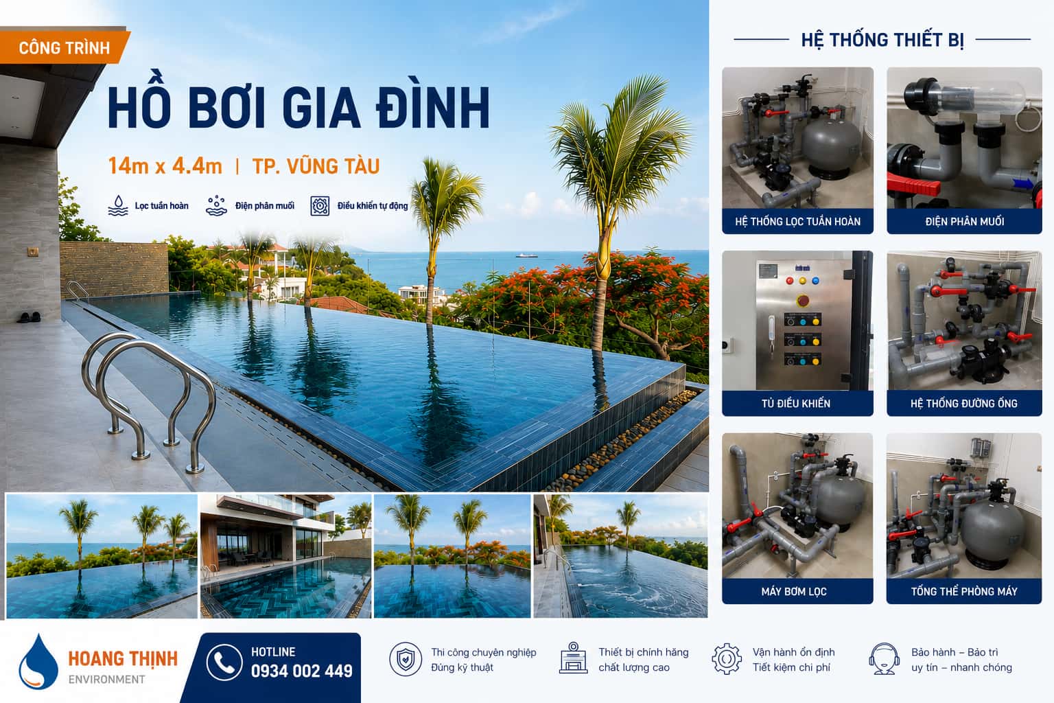 Thi công hồ bơi gia đình Trần Phú - Vũng Tàu